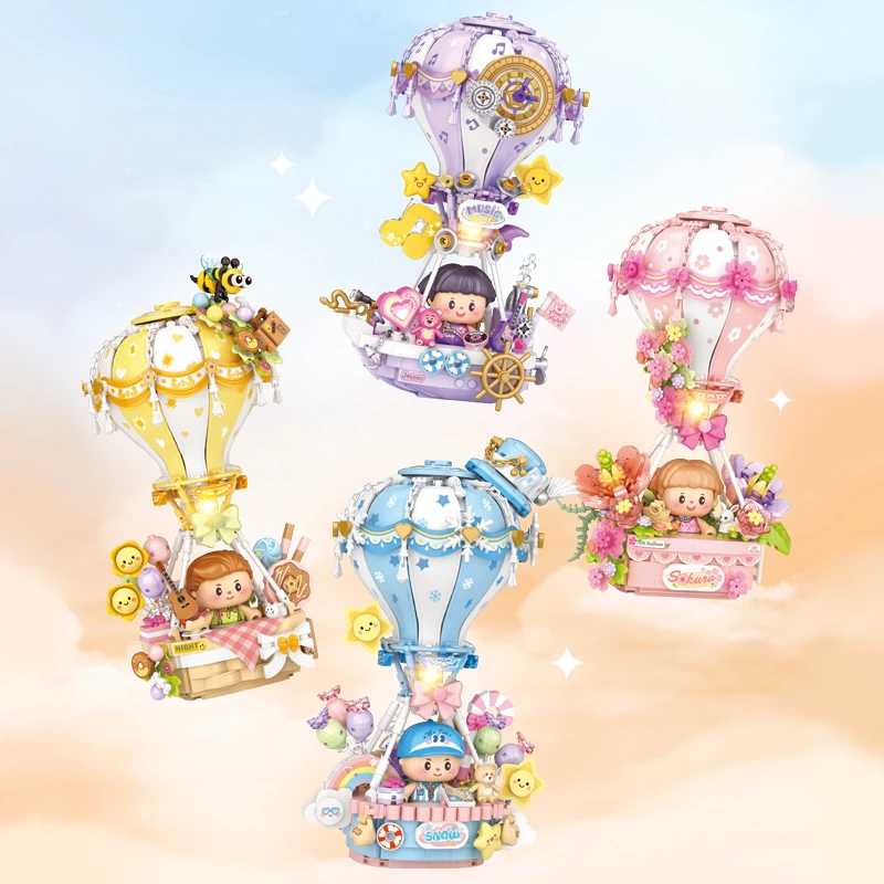 LOZ-4111-4114 Coco вишневый цвет воздушный шар DIY модель головоломка строительный блок