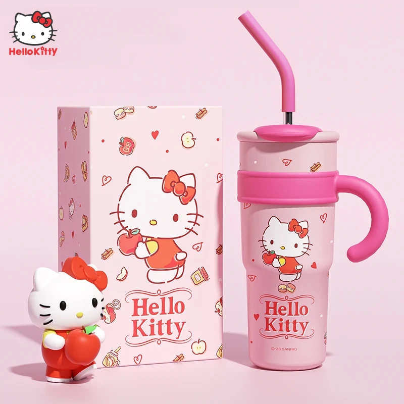 

Kawaii Sanrios Hello Kittys соломенный термос аниме Cinnamoroll My Melody Студент Дети большая емкость вакуумная изоляция бутылка для воды