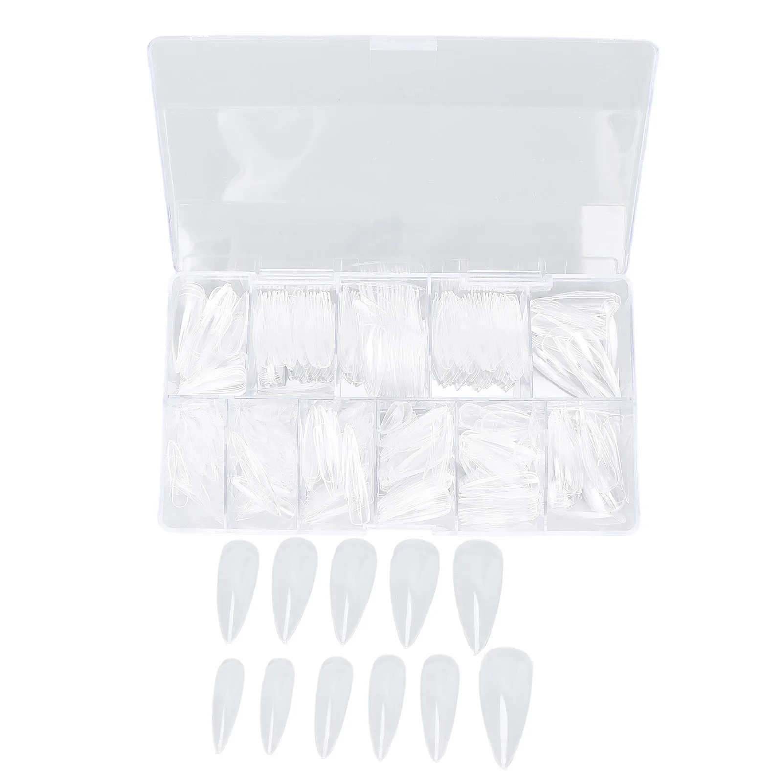 

500pcs Transparent Coffin Long Fake Nails Artificial False Nails Tips Manicure Decal for Nail Salon