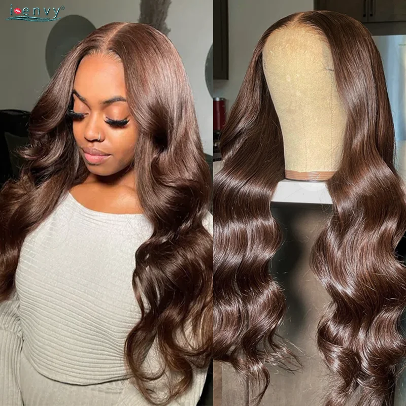Colored Brown Lace Front Wig Human Hair Body Wave Human Hair Wigs Curly Hd Lace Frontal Wigs For Women Peruvian Human Hair Remy