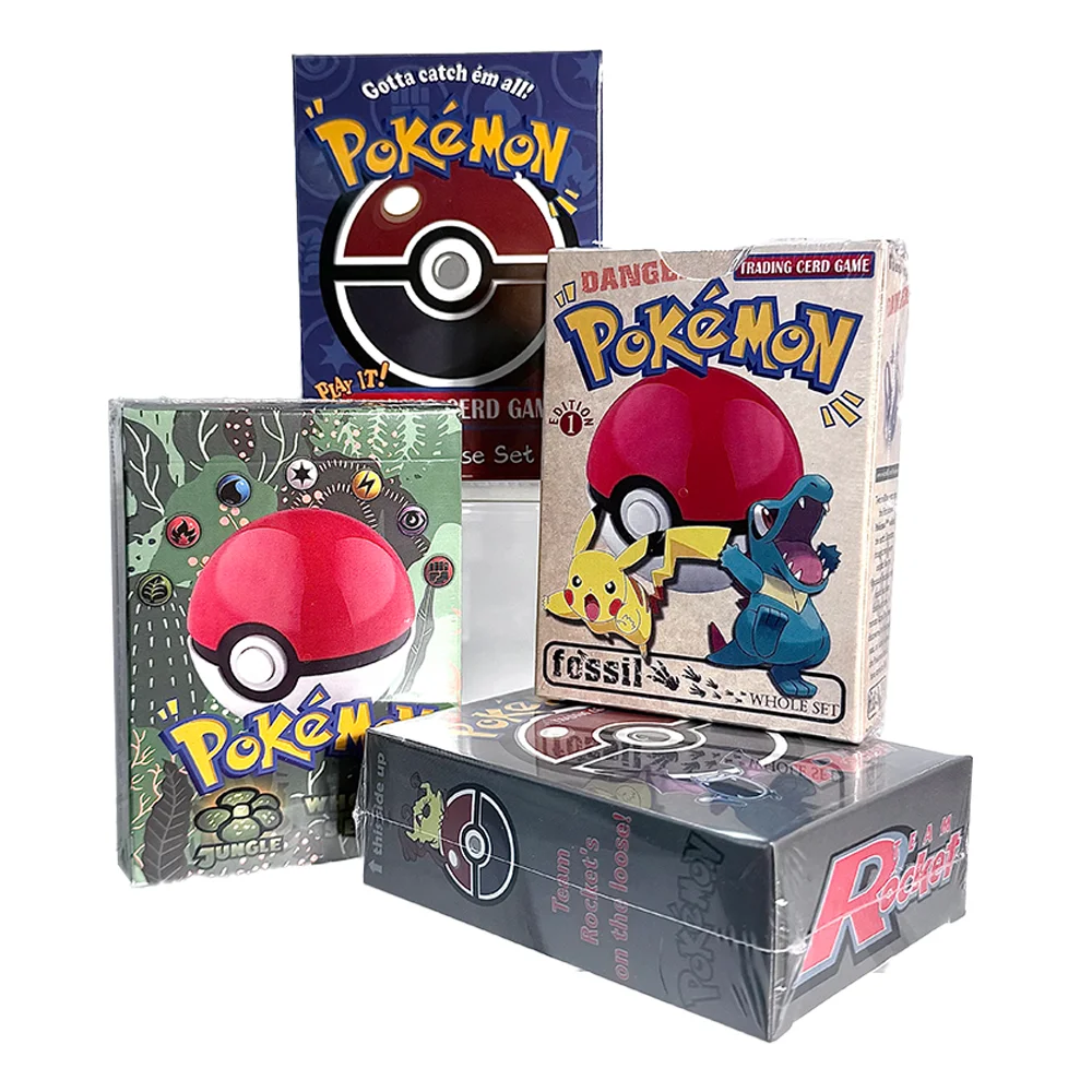 Фото Карты PKM Весь набор Базовый набор 2/ Team Rocket/1st Edition Jungle/Fossil TCG Коллекция настольных игр PTCG Proxy Cards Toys Полный набор №1