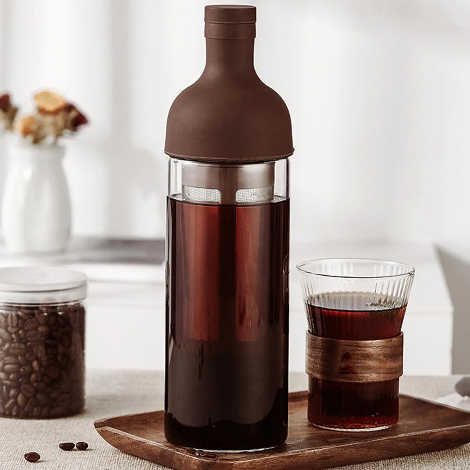 Двухслойный кофейник для холодного приготовления с фильтром из нержавеющей