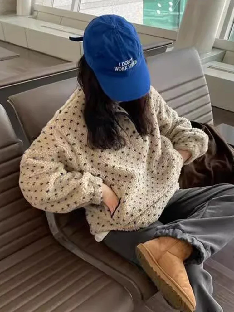 Южная Корея Шикарный осенне-зимний нежный возрастной воротник-стойка в горошек