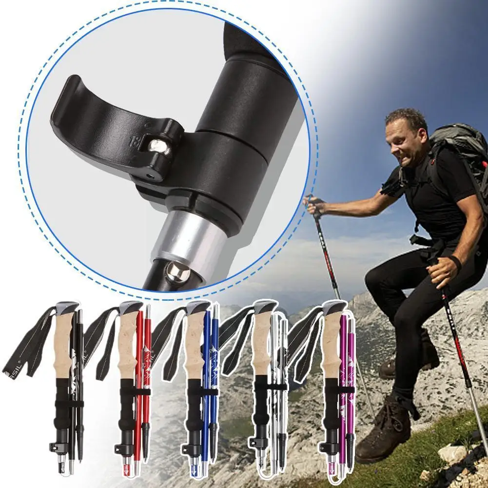 

33-125cm 5-Section Outdoor Fold Trekking Pole Camping Portable Walking Hiking Stick For Nordic Elderly Quick FlipLock Teles B9W1