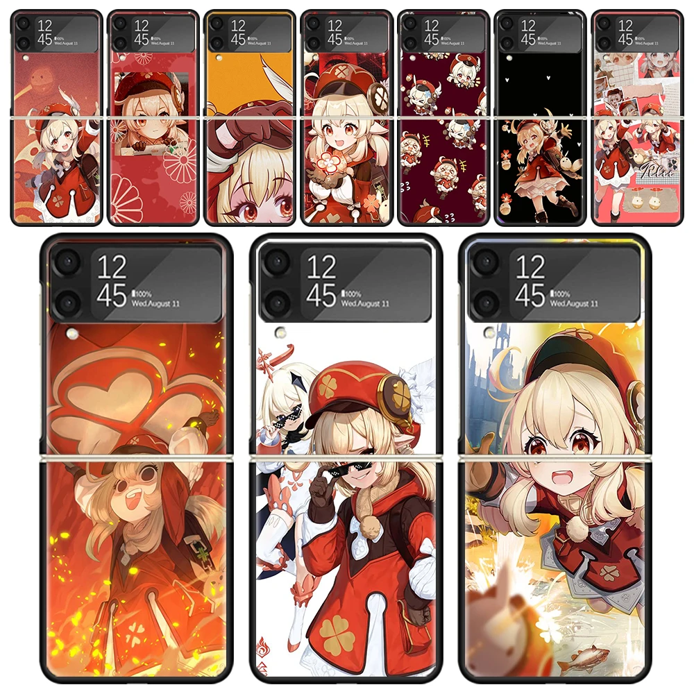 Чехлы Genshin Impact Klee для Samsung Galaxy Z Flip 4 5 6 3 Flip6 Flip4 Flip5 Flip3 ZFlip6 ZFlip5 5G жесткие