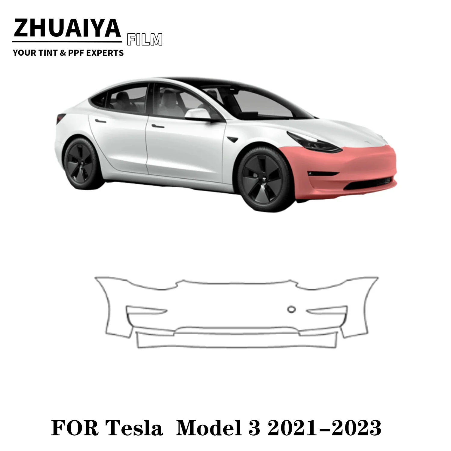 

2017-2024 для переднего бампера Tesla Model 3 PPF Защитная пленка для краски 8 мил пленка для кузова автомобиля
