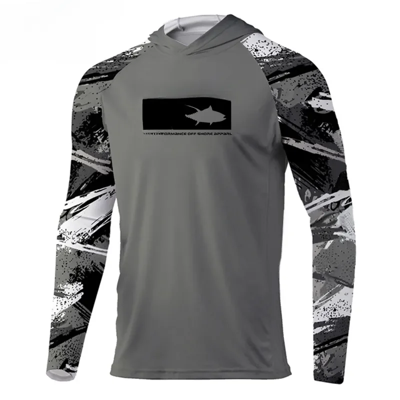 

Новинка 2023, Мужская футболка с капюшоном для рыбалки, уличная сетчатая одежда с длинным рукавом, одежда для защиты от УФ-лучей, одежда для рыбалки UPF 50 +