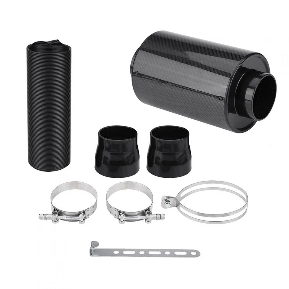 

Air Intake Induction Kit Car Cold 76mm Accessories Auto Carbon Fiber Black