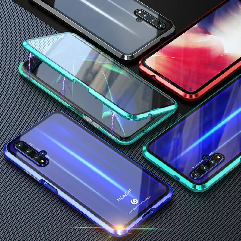 

Double Sided Glass Magnetic Case For Huawei P30 P20 Lite Pro Metal Magnet Case For Honor 10 Lite 8X 9X P Smart Z Y9 2019 Cover
