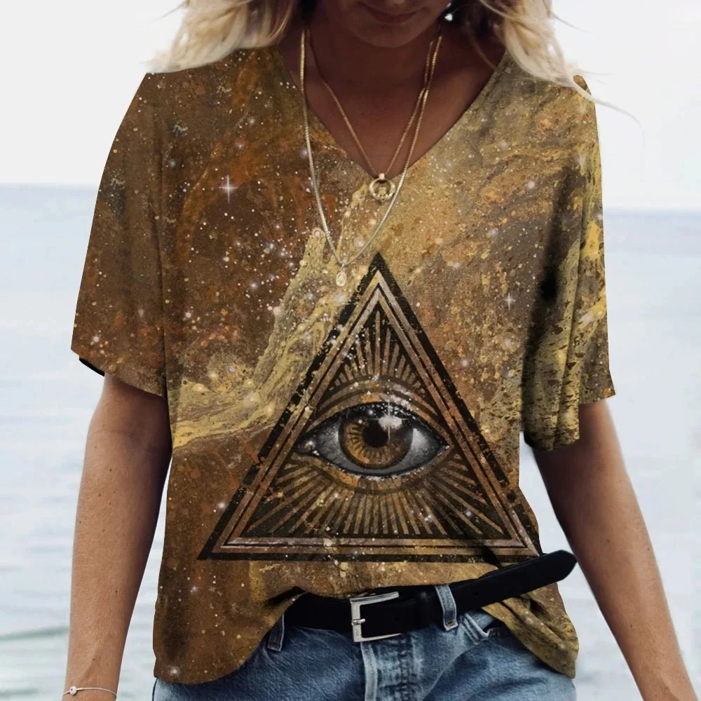 Женская летняя футбольная футболка с винтажной иллюстрацией в этническом стиле