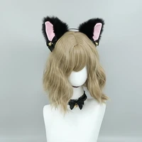 new cute cat ear headband necklace anime party cosplay costume bell plush headwear for women girls lolita hair accessories