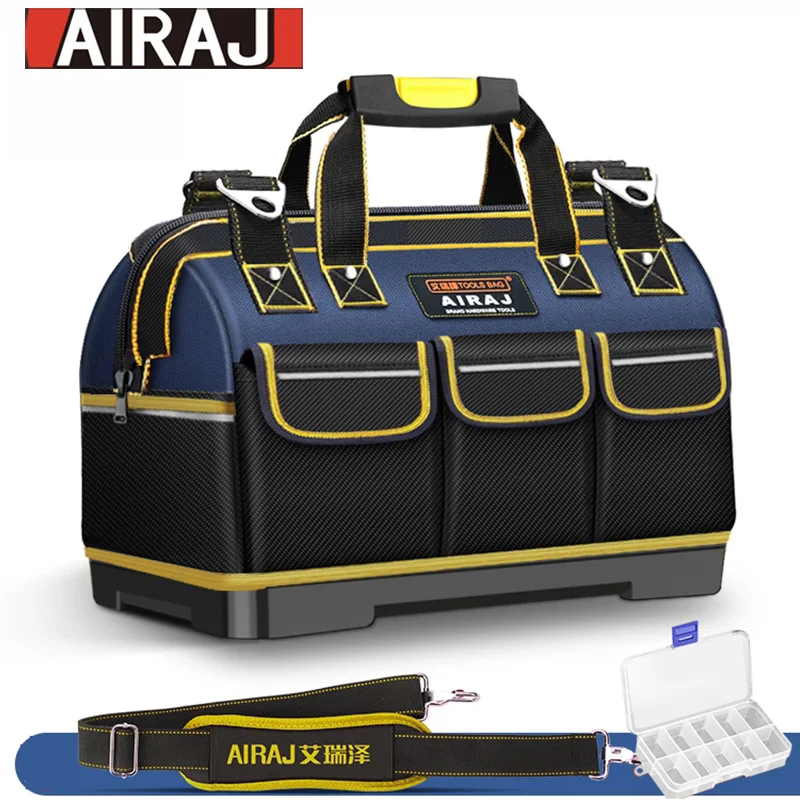 Tool bag AIRAJ Large New Multi-Function Tool Bag 1680D Oxford Cloth Electrician Multi-Pocket Waterproof Anti-Fall Storage Bag