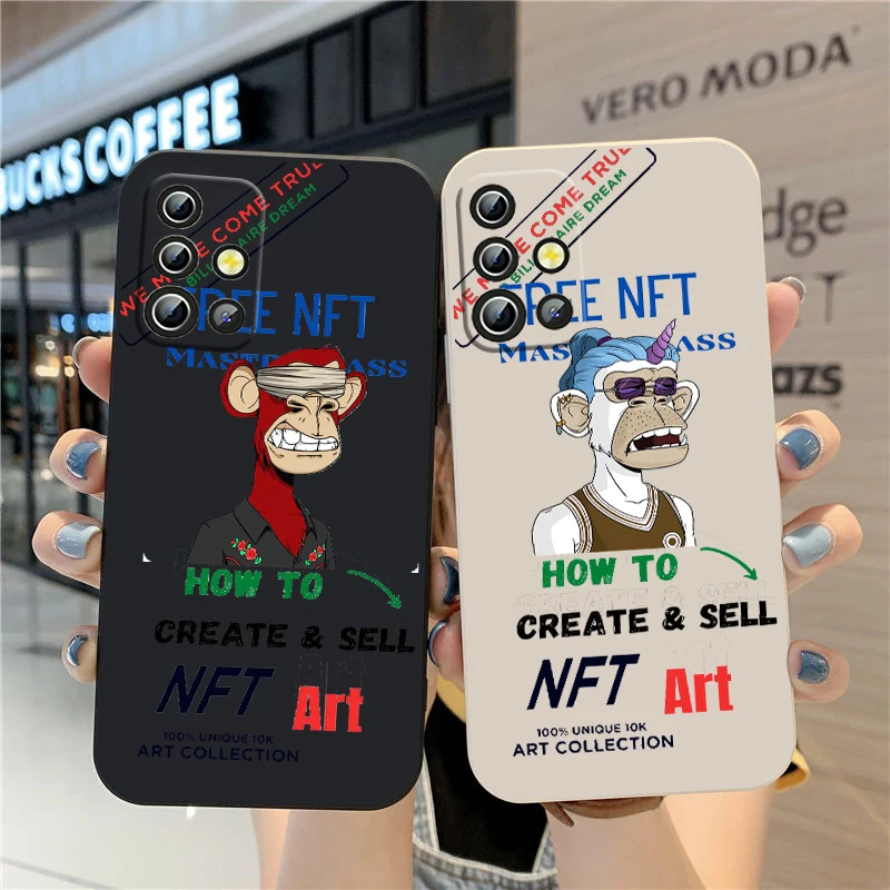 

Little Monkey Cute NFT For Samsung A04 A71 A51 A42 A41 A31 A32 A21S A12 A11 A01 A02 4G 5G Liquid Rope Phone Case