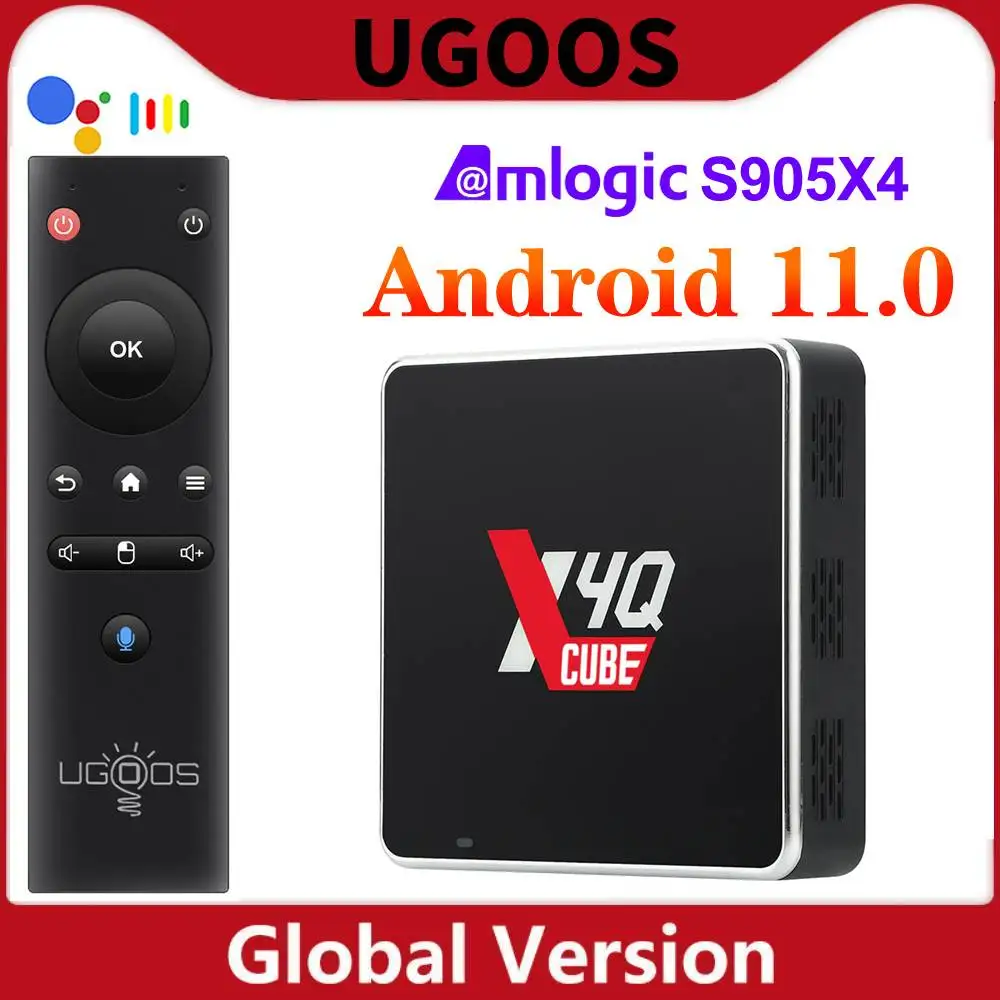 Amlogic S905X4 TV Box Android 11 Winevine L1 Google Voice Input AV1 CEC HDR UGOOS X4Q PRO 11.0 4K Media Player 1000M BT on.Амлоджик S905X4 ТВ-бокс Android 11 Вайнвайн L1 Google Voice Input AV1 CEC HDR UGOOS X4Q PRO 11.0 4K Медиаплеер 1000M BT включен.