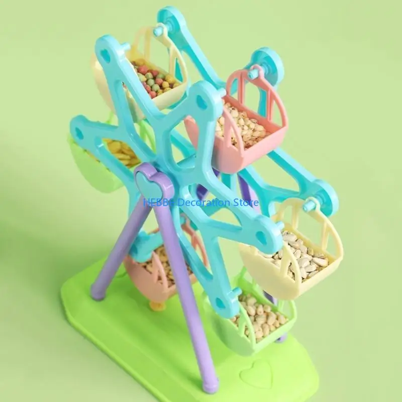 Фото B0KC Pet Budgies Cage Feeder Игрушка для обучения кормлению нескольких птиц Красочное колесо №3