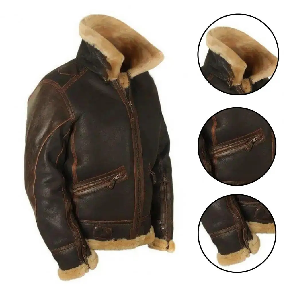 

Chic Men Outwear Turndown Collar Autumn Winter Men Jacket Coldproof Lapel Jacket Outwear