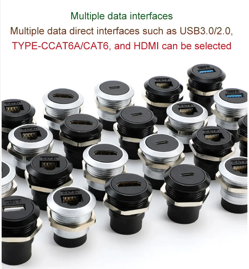 

Circular Type C USB 3.0/2.0 TYPE-CCAT6A/CAT6 HDMI With Dust Cap IP67 Waterproof Data Interface Adapters Network RJ45 Connector