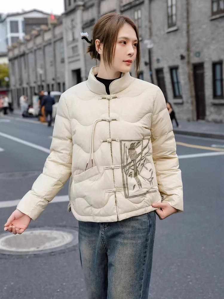 Новый китайский Sle National Маленький пуховик женский короткий зимний ретро