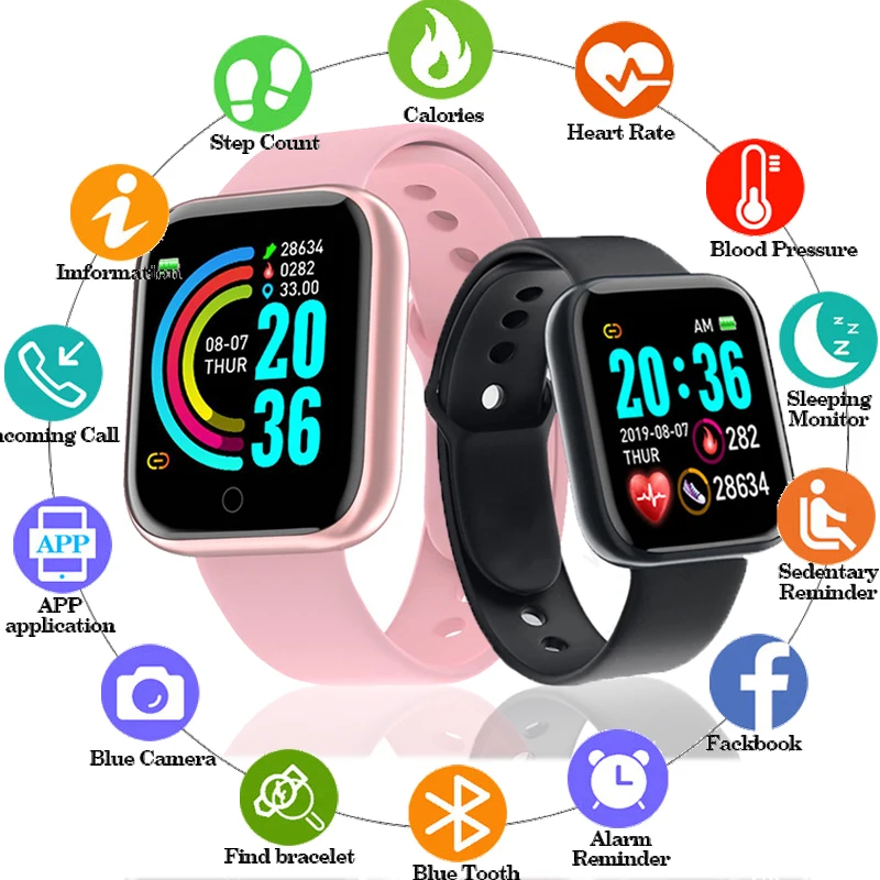 

Y68 Smart Watch Android IOS Men's Women's Music USB Charging Exercise Fitness Recording Heart Rate Monitoring SmartWatch 2023