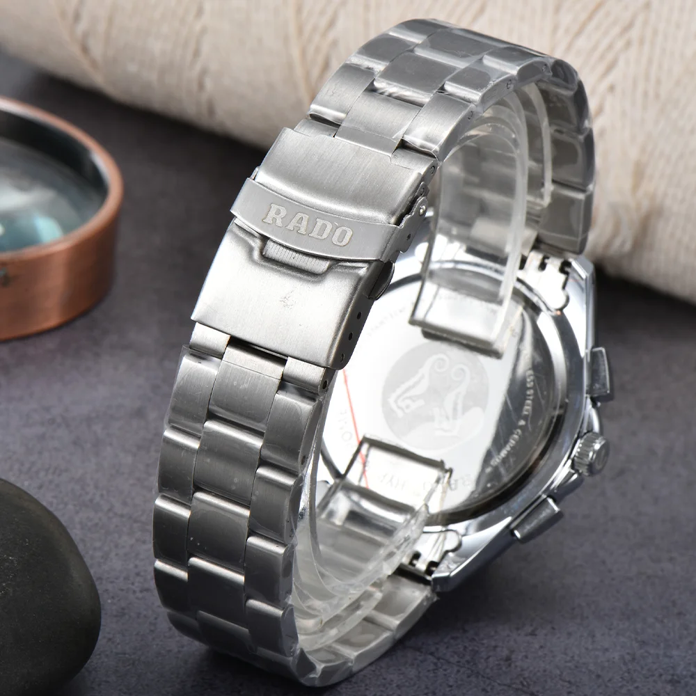 AAA Rado Original Brand Watches For Mens Luxury Multifunction Automatic Date Watch Business Full Steel Chronograph Top Clocks