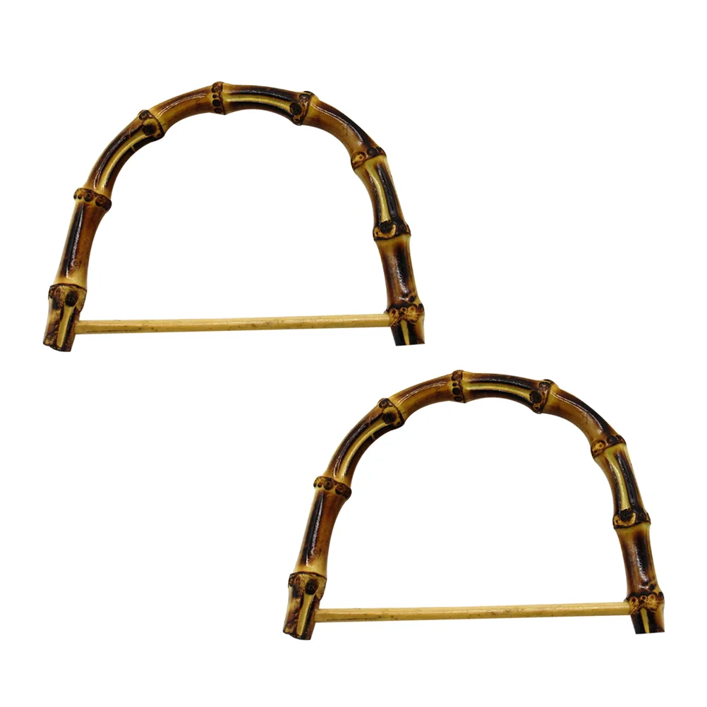 

2 Pcs Coin Purse Wallet DIY Bag Accessories Bamboo Type Handles Handmade Wooden