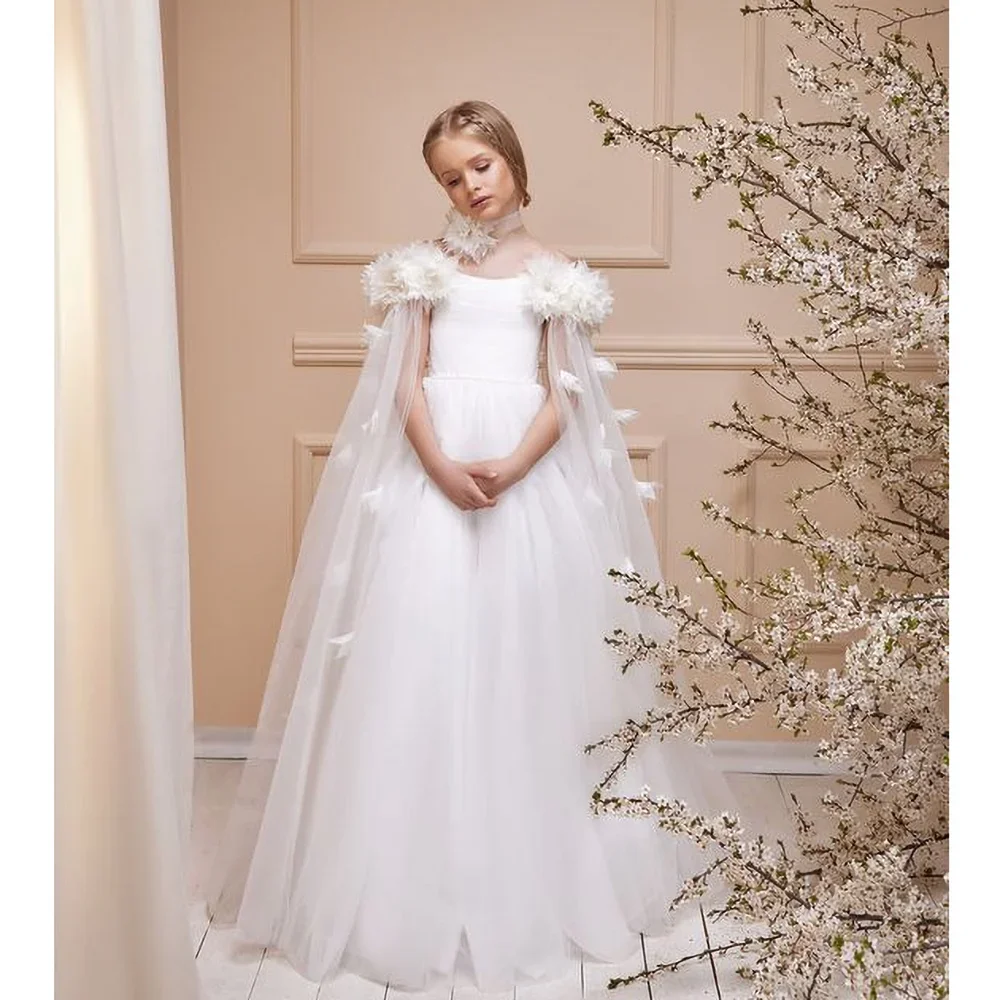 Элегантные платья с цветочным принтом для девочек круглым вырезом и накидкой на