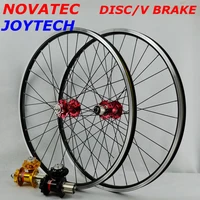 26inch 27 529 novatec 4 bearing hub joytech 041042 32holes disc v brake wheel mountain bike wheel set 8 11 speed c