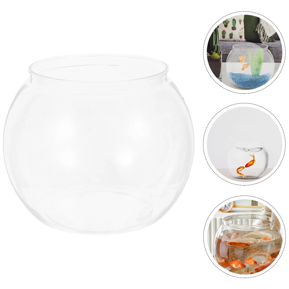 

Transparent Round Fish Tank Design Bowl Ornament Exquisite Clear Plastic Micro Landscape Vase