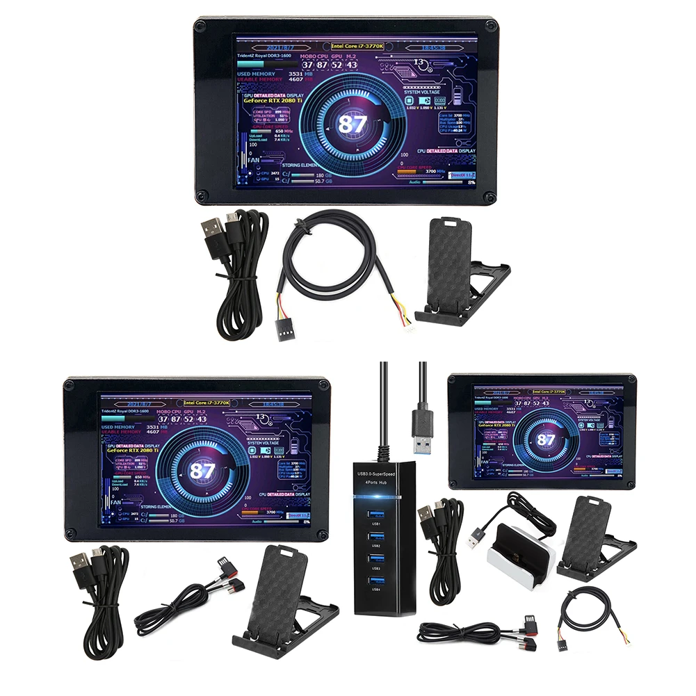 

Монитор компьютера с двумя USB-портами, 3,5 дюйма, IPS, ПК, дисплей, вторичный экран, ЦП, GPU, RAM, HDD, акриловый, для WINDOWS, LINUX, Raspberry Pi