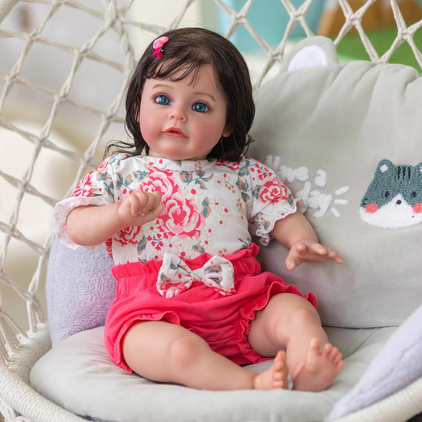 

24inch Already Painted Doll Reborn Toddler Girl Popular Sue-Sue 3D Skin Visible Veins Hand Rooted Hair Art Doll Children Gifts