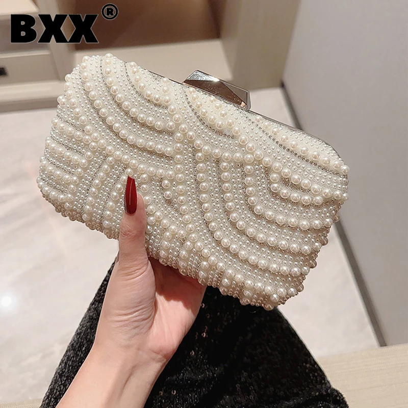 

[BXX] Pearl Designer Dinner Party Bag For Women 2023 New Fashion Shoulder Crossbody Bags Female Mobile Portable Handbag 8AB611