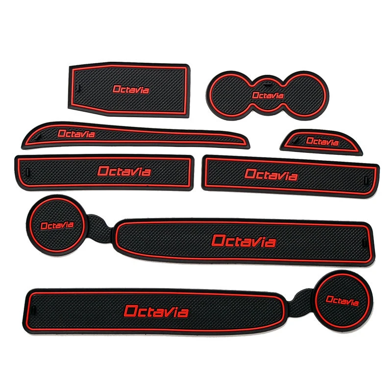 

8 шт. коврики для внутренней двери автомобиля, аксессуар для Skoda Octavia A7 A5 2 2007-2014 противоскользящий коврик для ворот, коврик для двери, паз, чашка, подставка