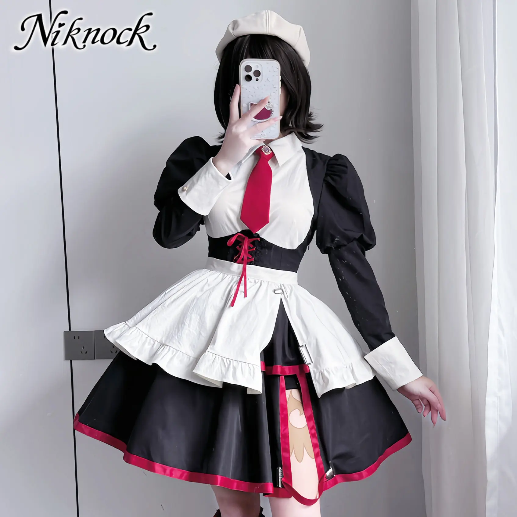 Фото Костюм для косплея горничной Шаннон из аниме Umineko no Naku Koro ni: рубашка с пышными рукавами, юбка с разрезом, полный комплект, одежда для ролевых игр №2