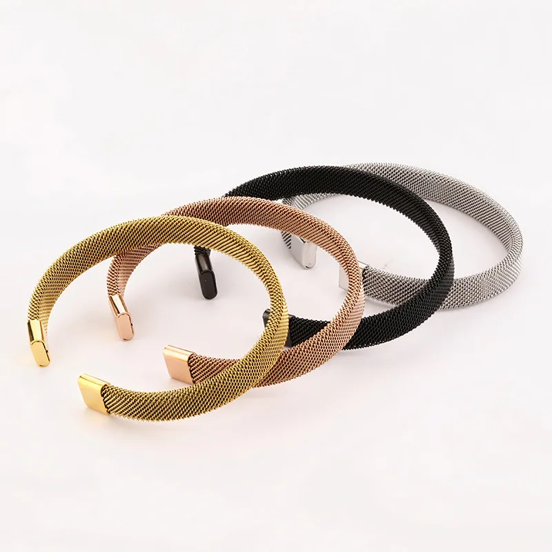 

Fashion Classic Stainless Steel Opening Mesh Men's Bracelet Silver Gold Rose Black Jewelry
