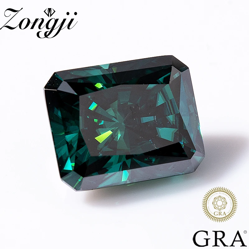 

ZONGJI Green Color Radiant Cut Moissanite Loose Gemstones 0.5ct~8ct Excellent Cut with GRA Pass Diamond Tester Jewelry Material