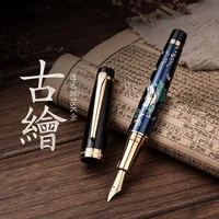 pen body electroplating real gold 18k fountain pens students men and womens retro chinese style business fountain pen gift box