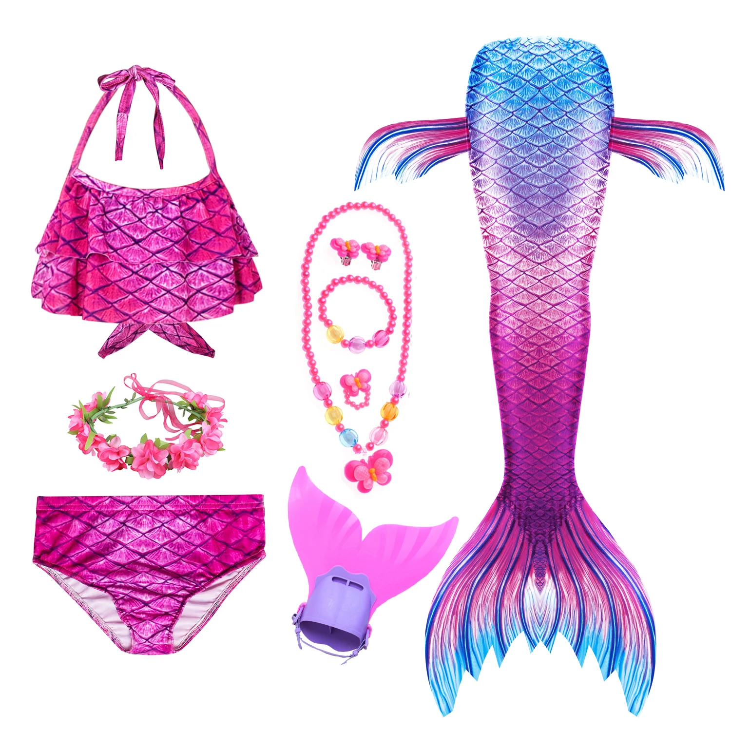 Купальный костюм с хвостом Русалочки пляжный комплект для отдыха подходит