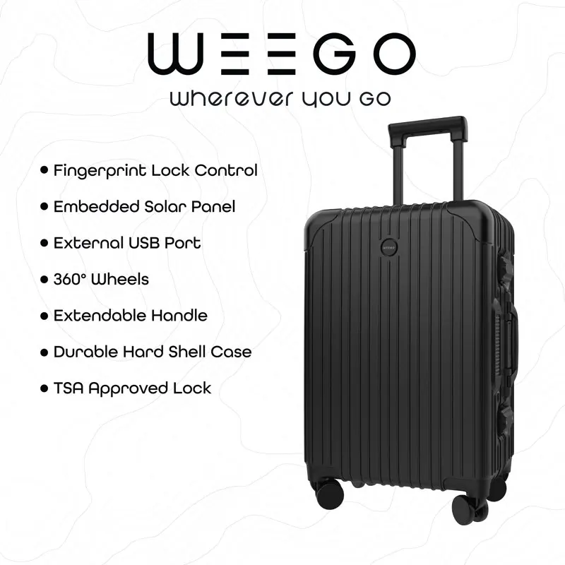 Smart Carry-on Luggage, 20-inch Suitcase with Spinner Wheels, Smart Lock and USB-Output