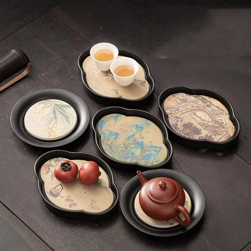 

Portable Kitchen Tea Tray Kettle Coffeeware Teaware Office Serving Bamboo Tray Vintage Plate Plateau Bois Tea Cup Accessories