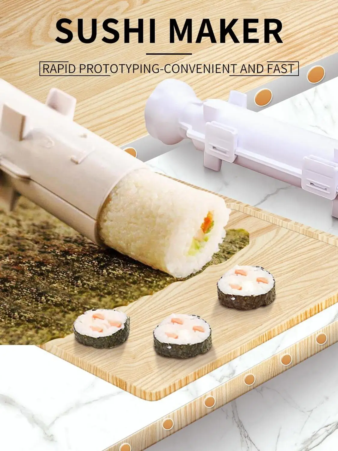 

Japanese Kitchen Quick Sushi Maker Roller Rice Mold Vegetable Meat Rolling Gadgets DIY Sushi Device Making Machine Kitchen Ware