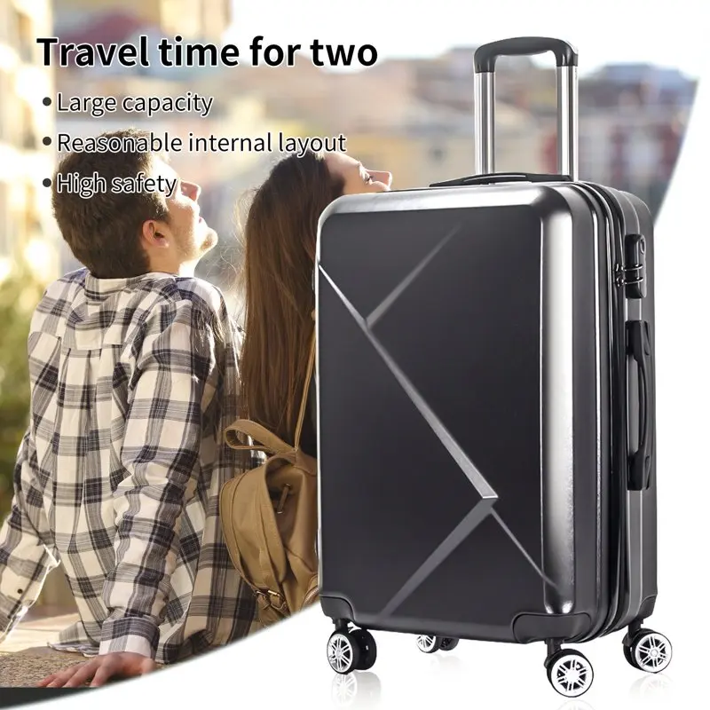 20 Inch Carry On Luggage, Travel Suitcase with Spinner Wheel, Black