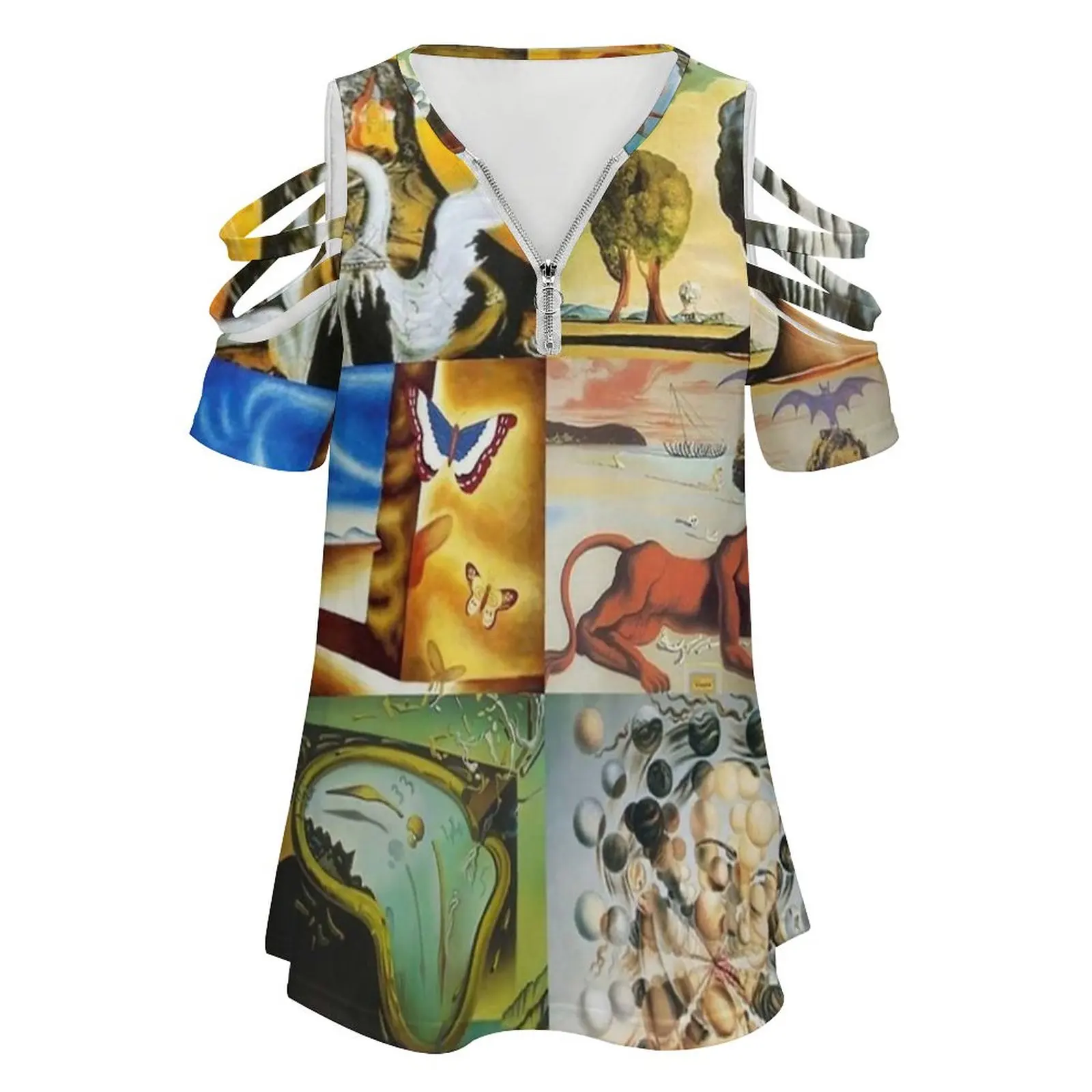 Женская футболка с принтом Сальвадора Дали новая модная повседневная V-образным