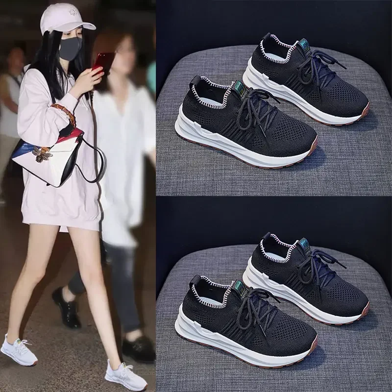 

Модная женская обувь летающего плетения, Белая обувь, легкие сетчатые кроссовки, кроссовки на плоской подошве, размер 35-42