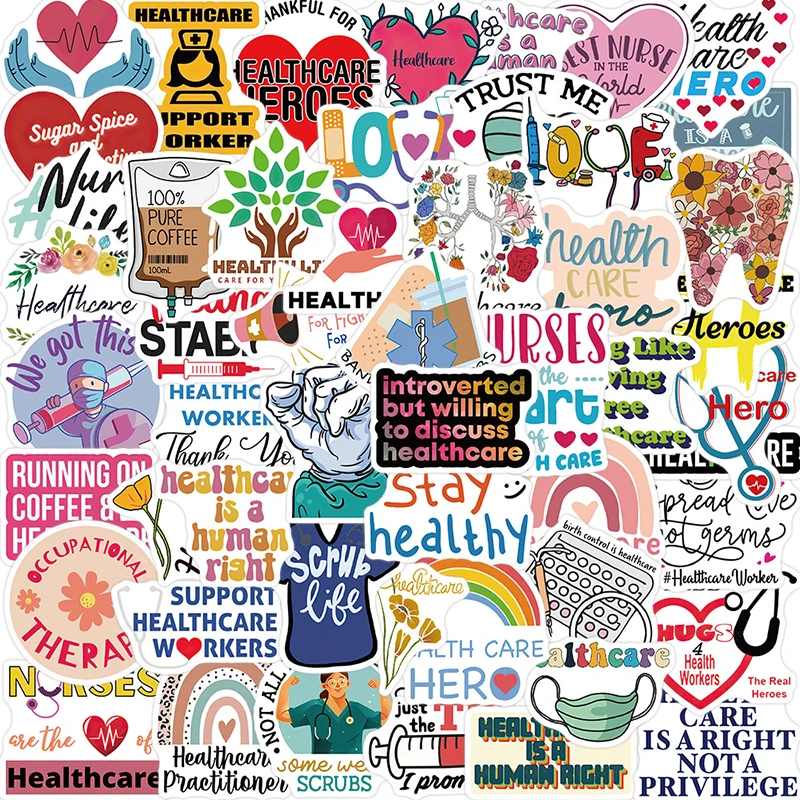 

10/30/52PCS Caring Health PVC Sticker Aesthetic Children's Decoration Scrapbooking Korean Stationery School Supplies for Kids