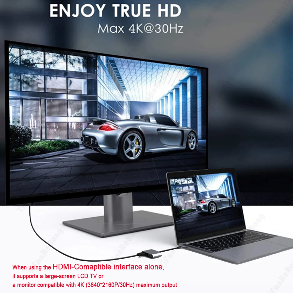 USB-хаб 2 в 1 совместимый с VGA USB 3 0 для MacBookPro S8 S9 Huawei P20 |