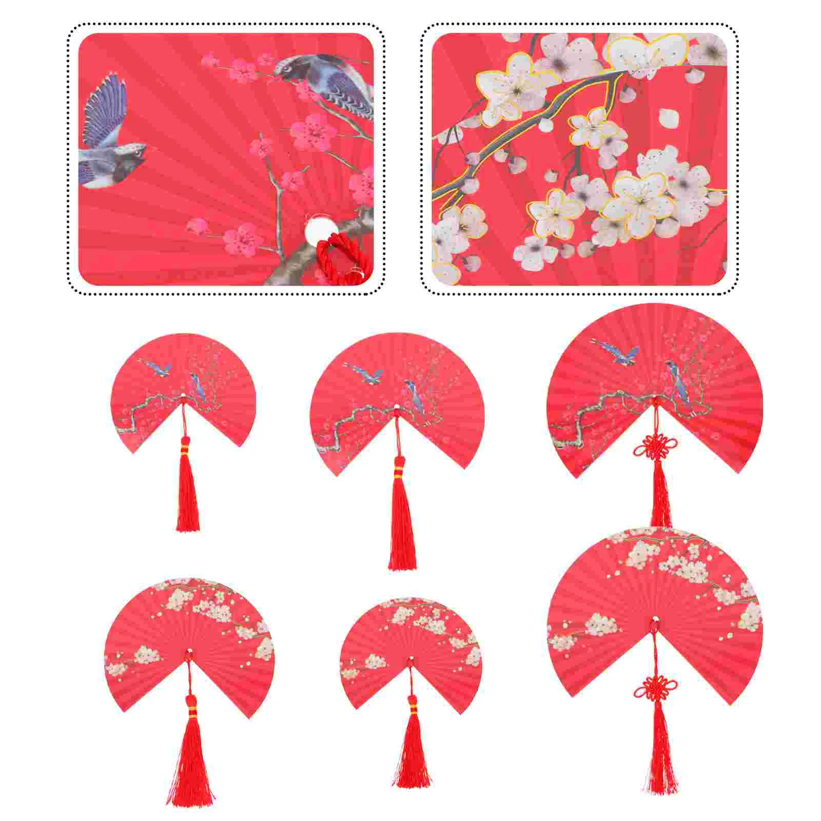 

2Sets Paper Fans Festival Paper Fans Chinese Paper Fans Backdrop Scene Decors for Wedding