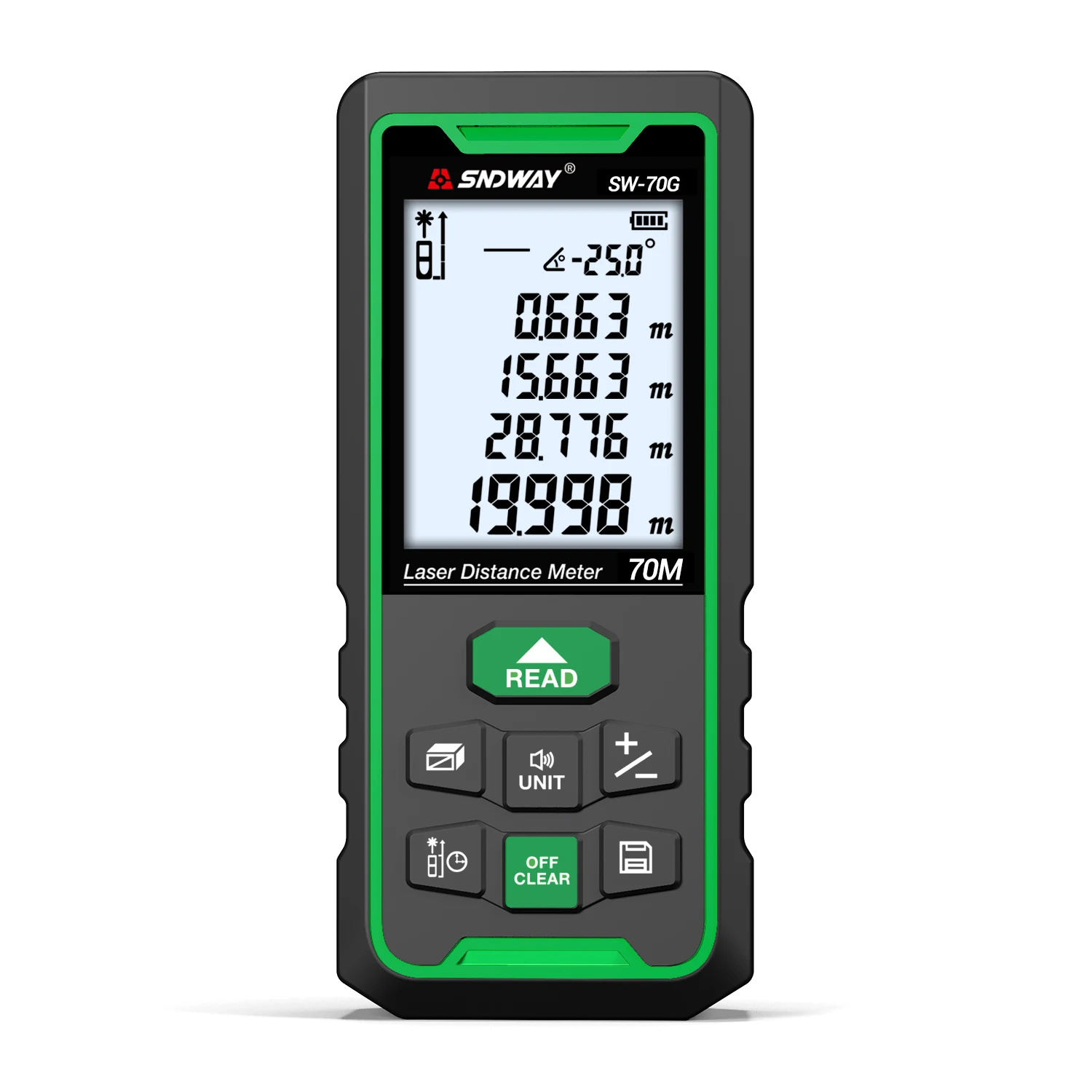 

High Accurate Roulette Laser Distance Meter Measuring 70M Digital Tape Measure Green Light Pocket Laser Range Finder