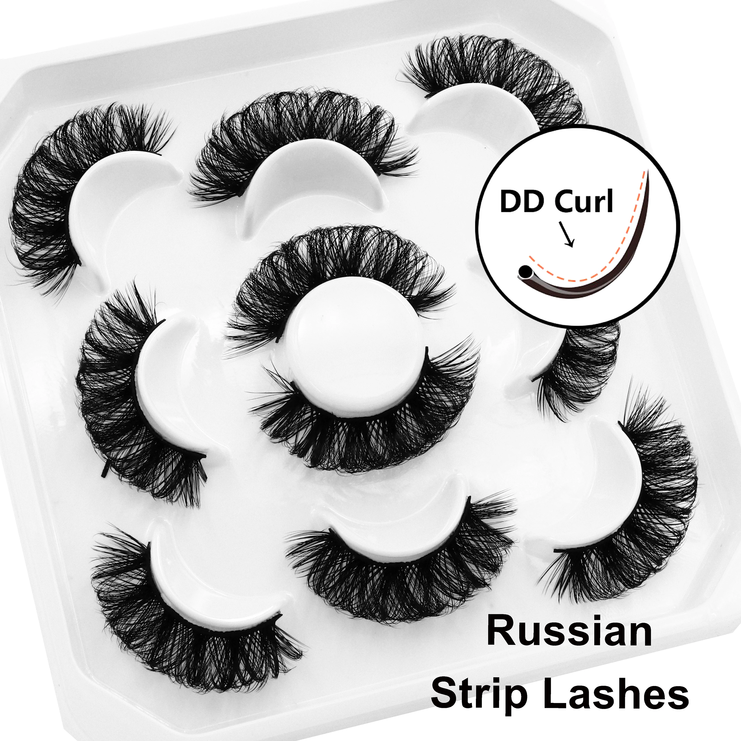 

3D Faux Mink Lashes 5 Pairs Natural Long Soft False Eyelashes Wispy Premade Russian Natural Fluffy Fake Eyelashes Russia DD Curl