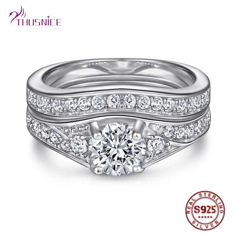

Pure 100% 925 Sterling Silver Women's Ring Luxury Zirconia Rings For Women Bride Wedding Party Silver 925 Fine Jewelry Gifts