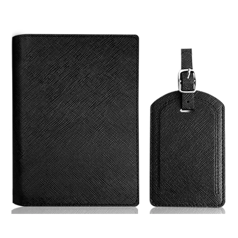 Free Customized Letters Name Saffiano PU Leather Passport Holder Luaague Tag Set HandmadeTravel Wallet Bag for Family Luxury DIY